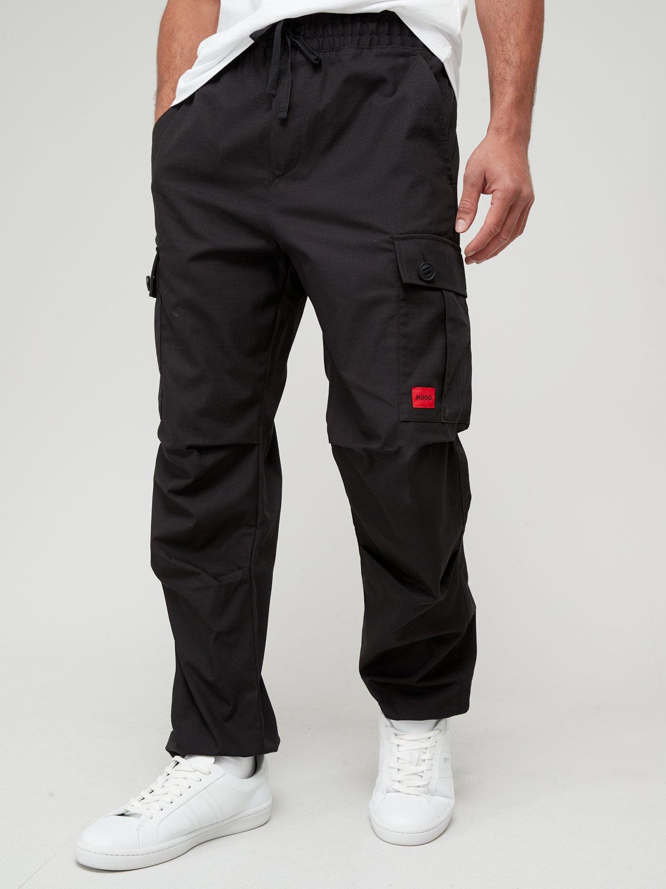 HUGO Garlo233 Regular Fit Cargo Pants - Black | littlewoods.com