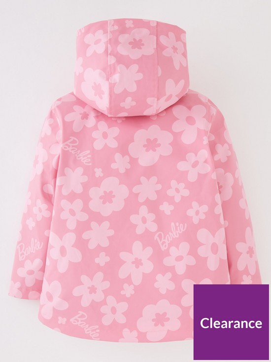 back image of barbie-floral-pu-rain-mac-pink