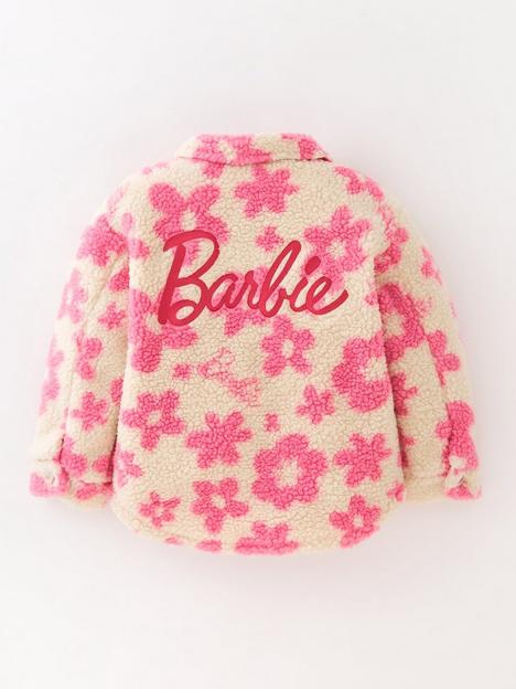barbie-childrens-borg-shacket-pink