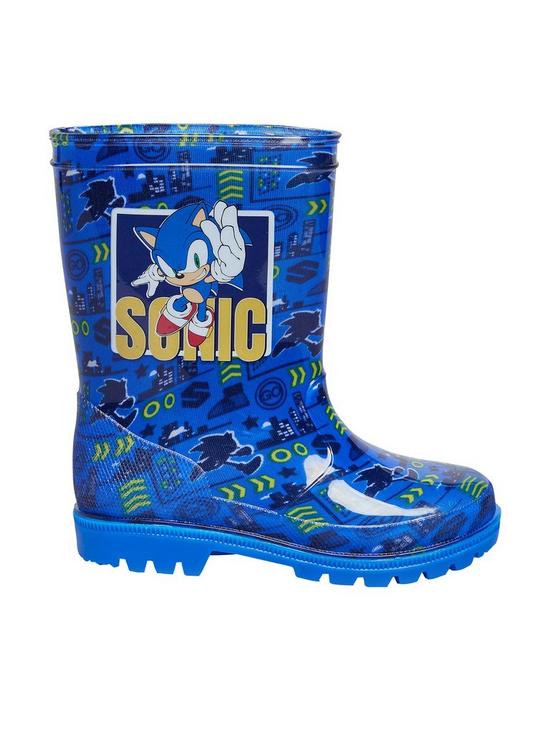 front image of sonic-the-hedgehog-all-over-printnbspwellies-blue