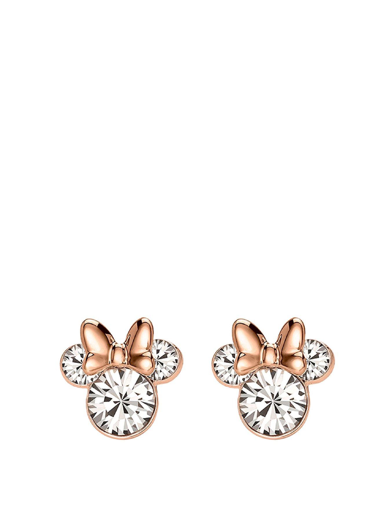 Image 1 of 4 of Disney Minnie Mouse two tone sterling silver crystal earrings