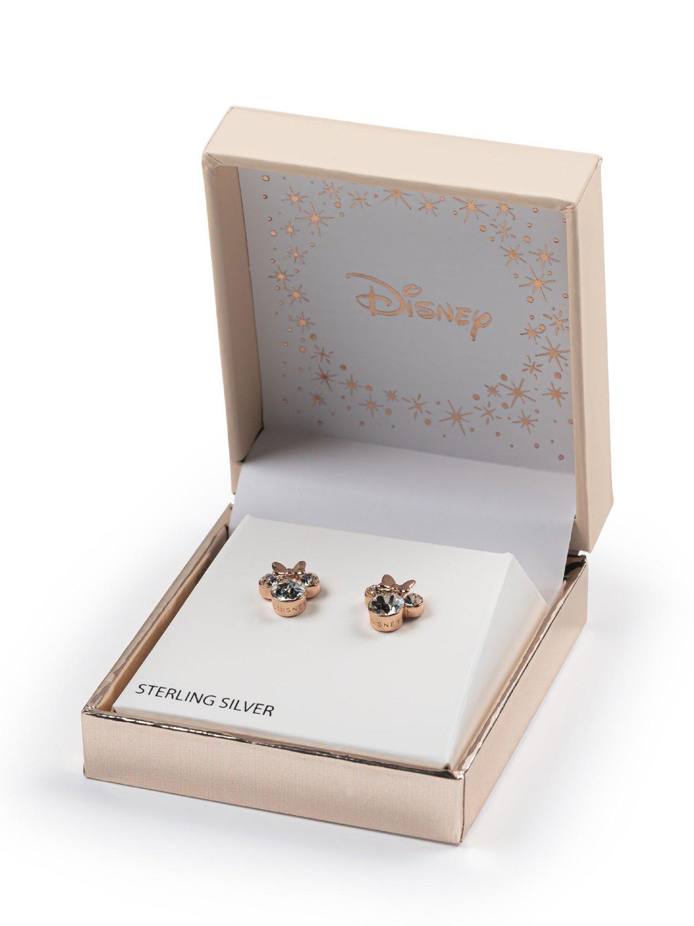 Image 4 of 4 of Disney Minnie Mouse two tone sterling silver crystal earrings