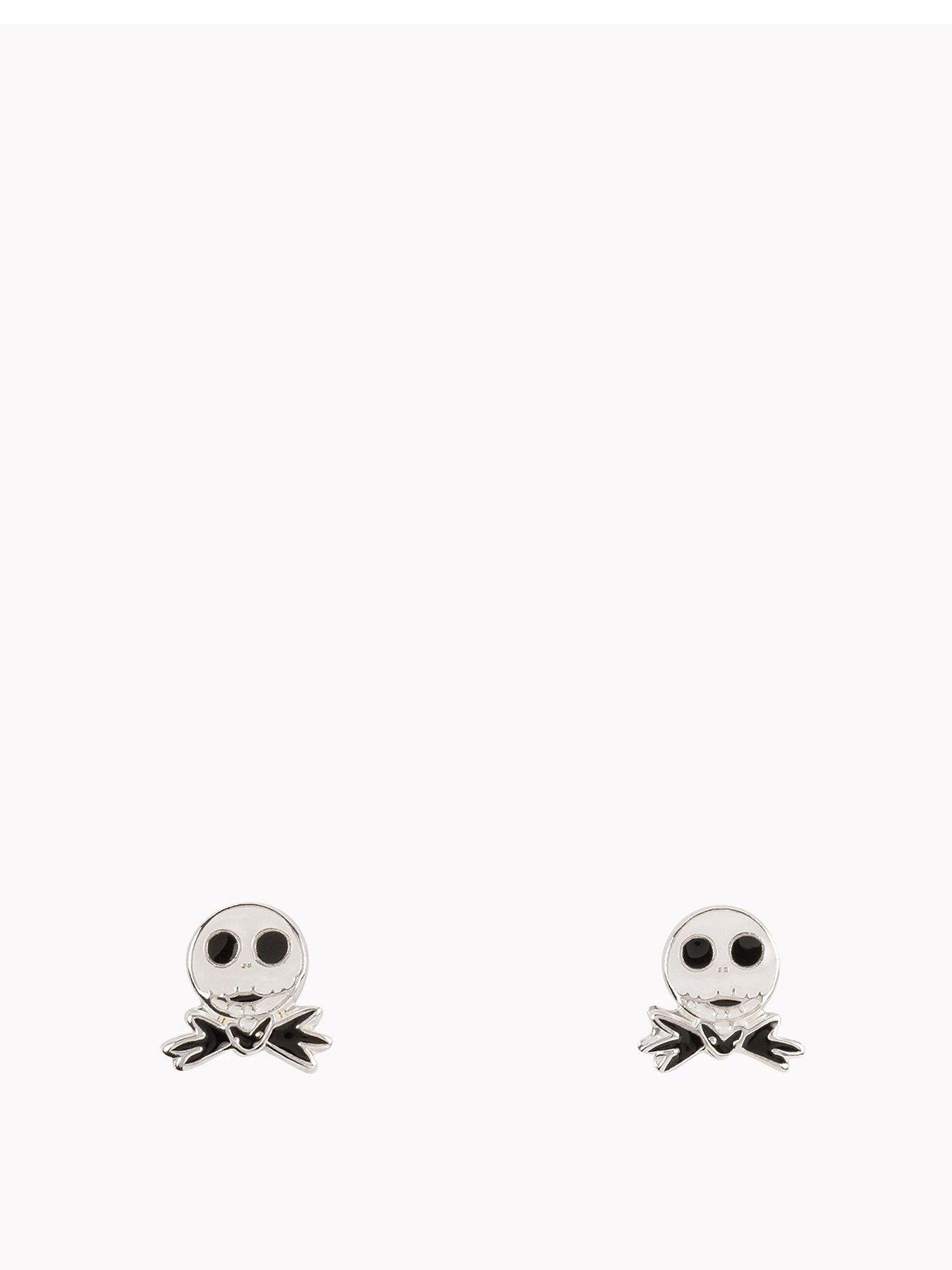 Disney Nightmare Before Christmas Jack Skellington Sterling Silver Enamel Stamp Stud Earrings