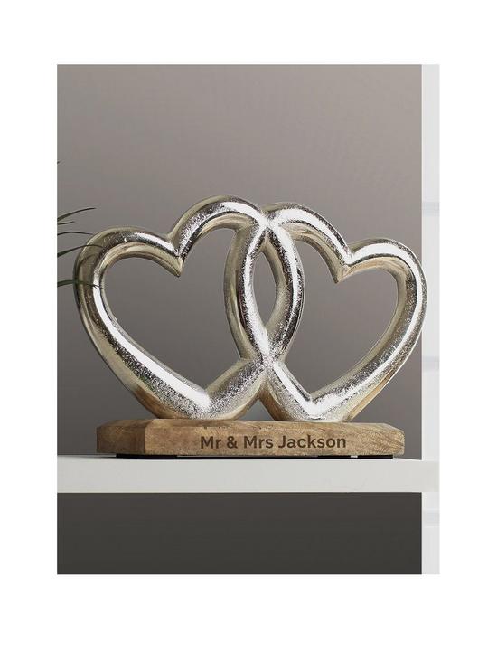 front image of the-personalised-memento-company-personalised-double-heart-ornament