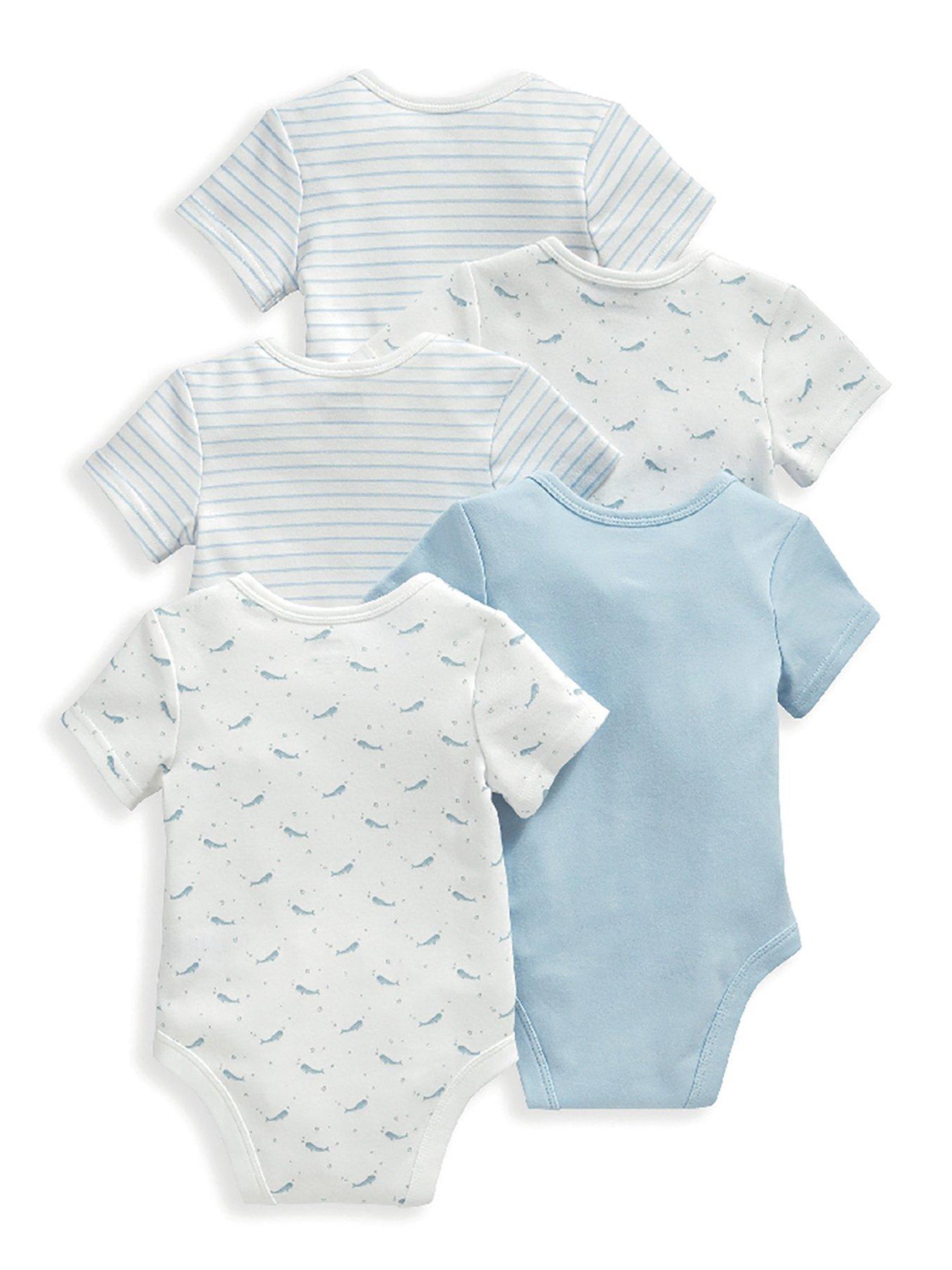 Mamas & Papas Baby Boys 5 Pack Whale Bodysuits Blue