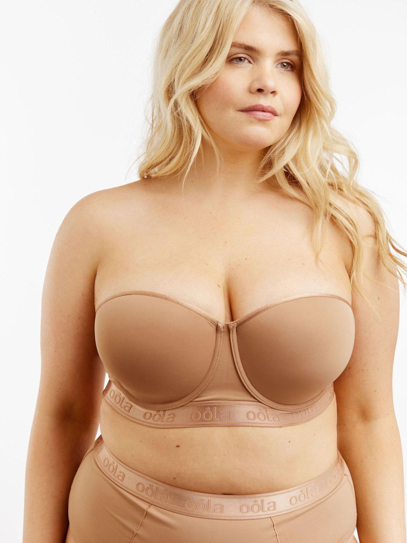 front image of oola-longline-moulded-strapless-bra-dark-beige