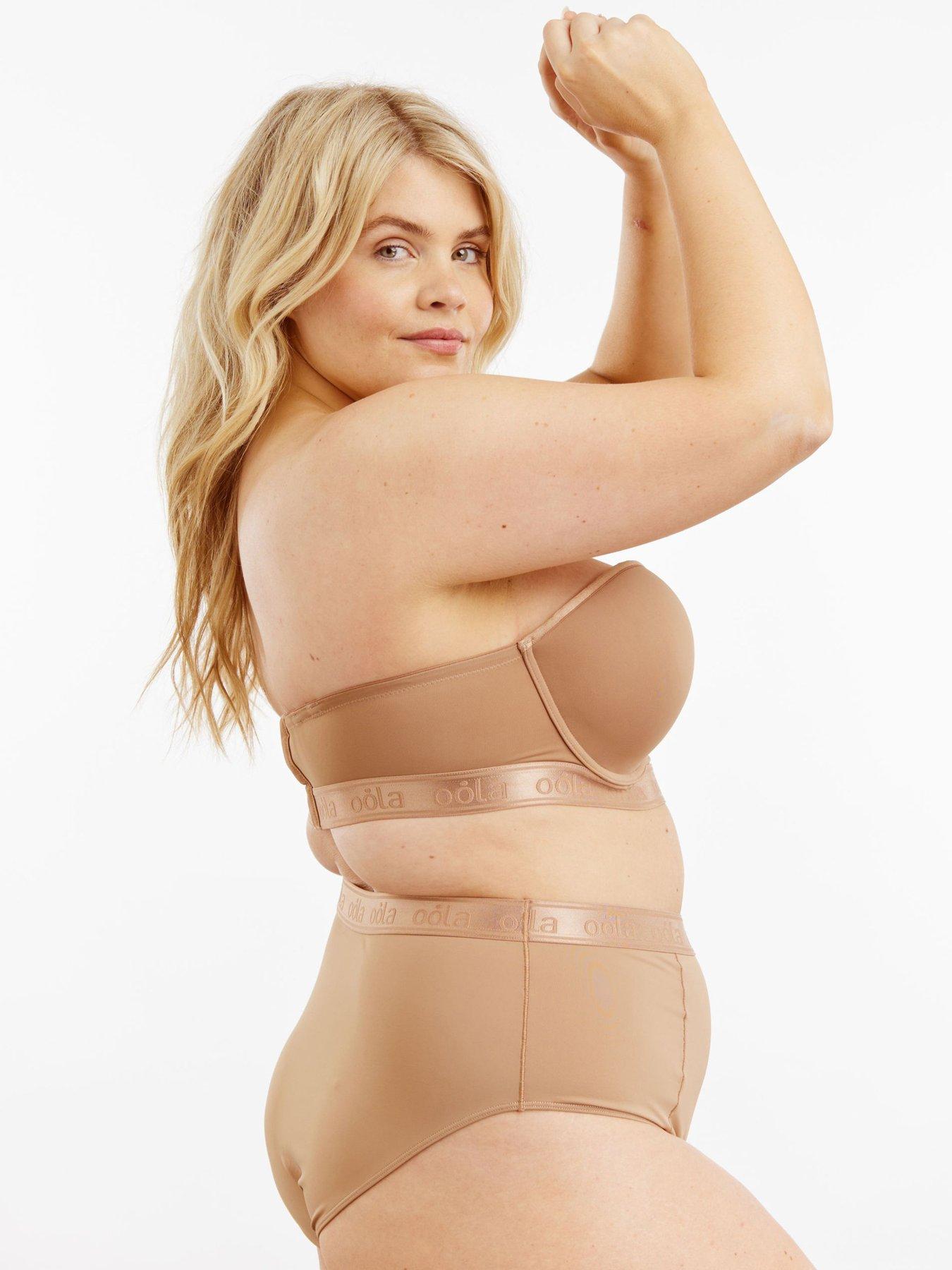  image of oola-longline-moulded-strapless-bra-dark-beige