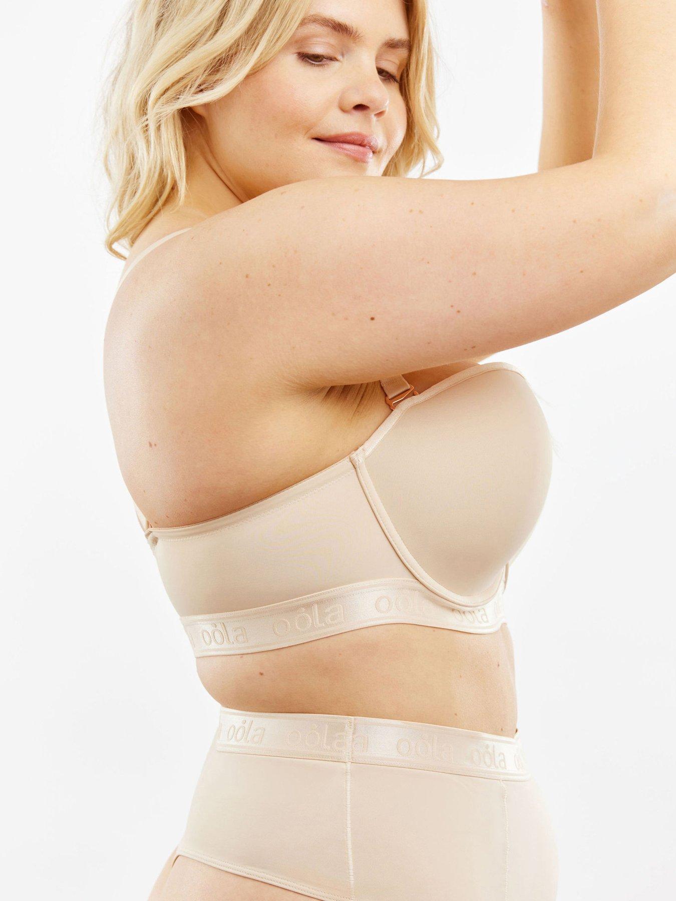  image of oola-longline-moulded-strapless-bra-light-beige
