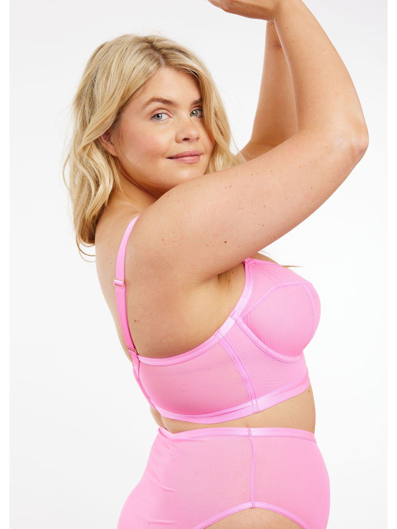 Image 4 of 6 of Oola Soft Mesh Longline Bra - Pink