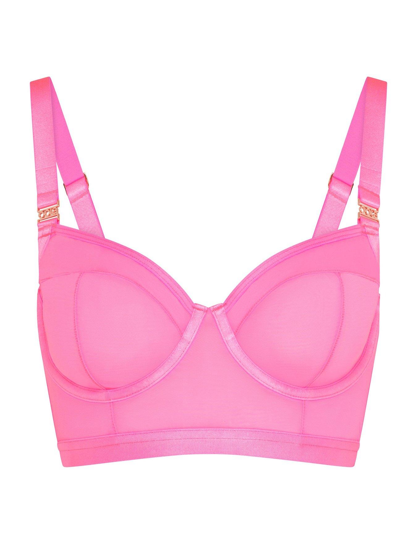 Image 6 of 6 of Oola Soft Mesh Longline Bra - Pink