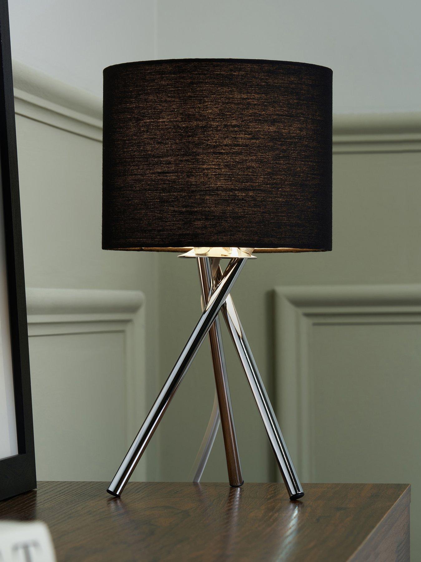 Image 1 of 6 of The Very Collection Tripod Bedside Table Lamp - Black