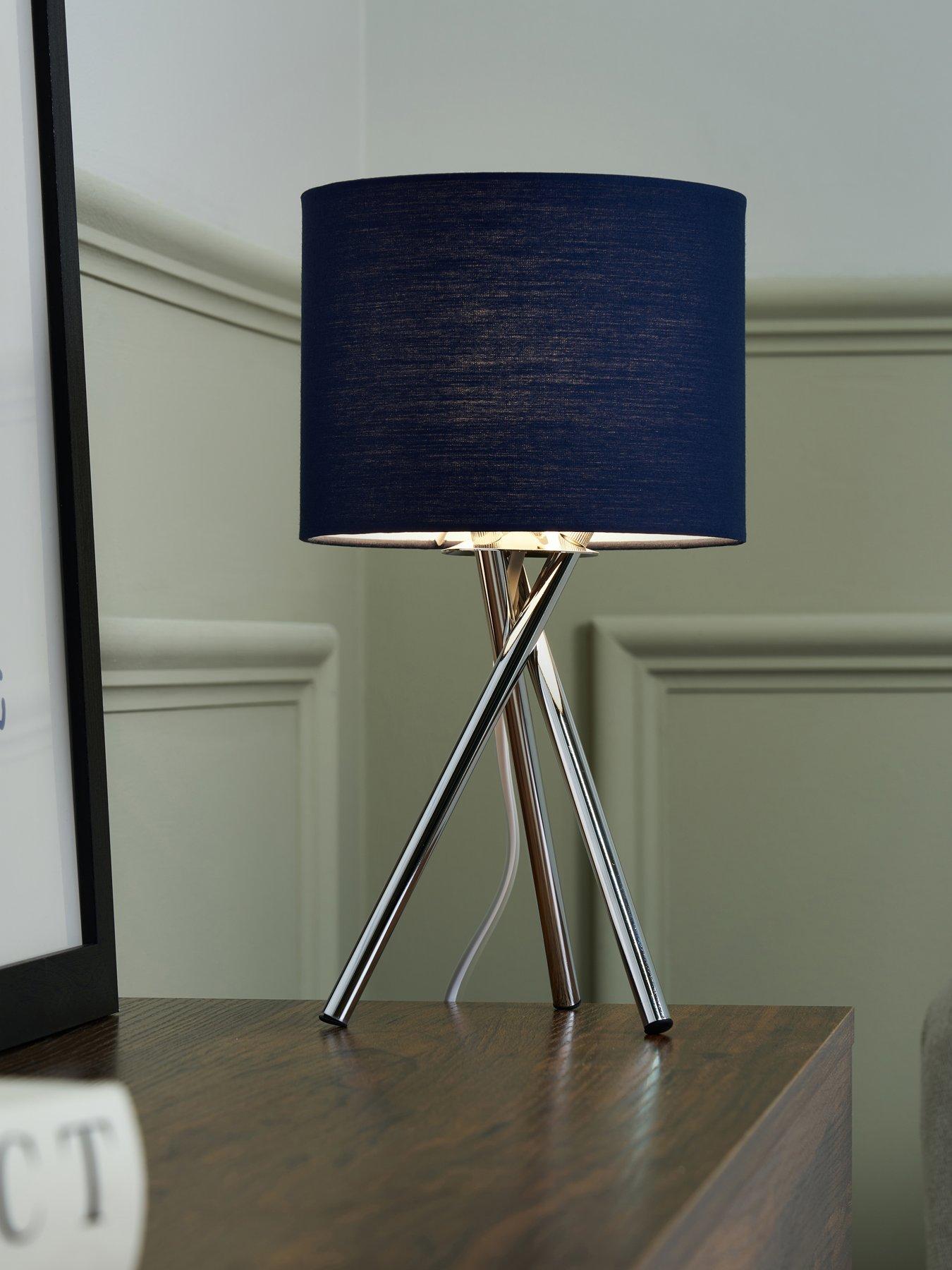 Image 1 of 6 of The Very Collection Tripod Bedside Table Lamp - Navy