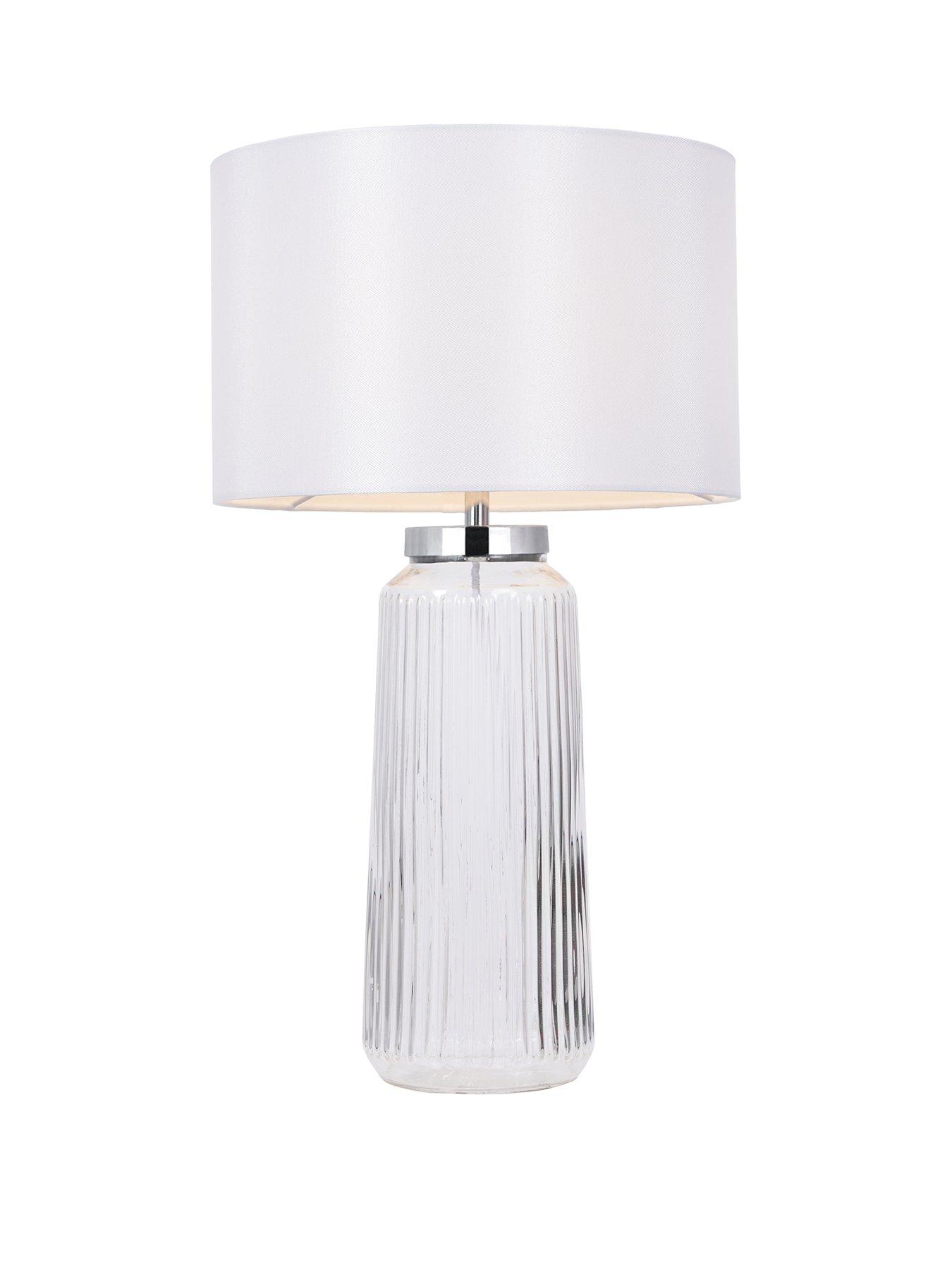 Glass ribbed deals table lamp