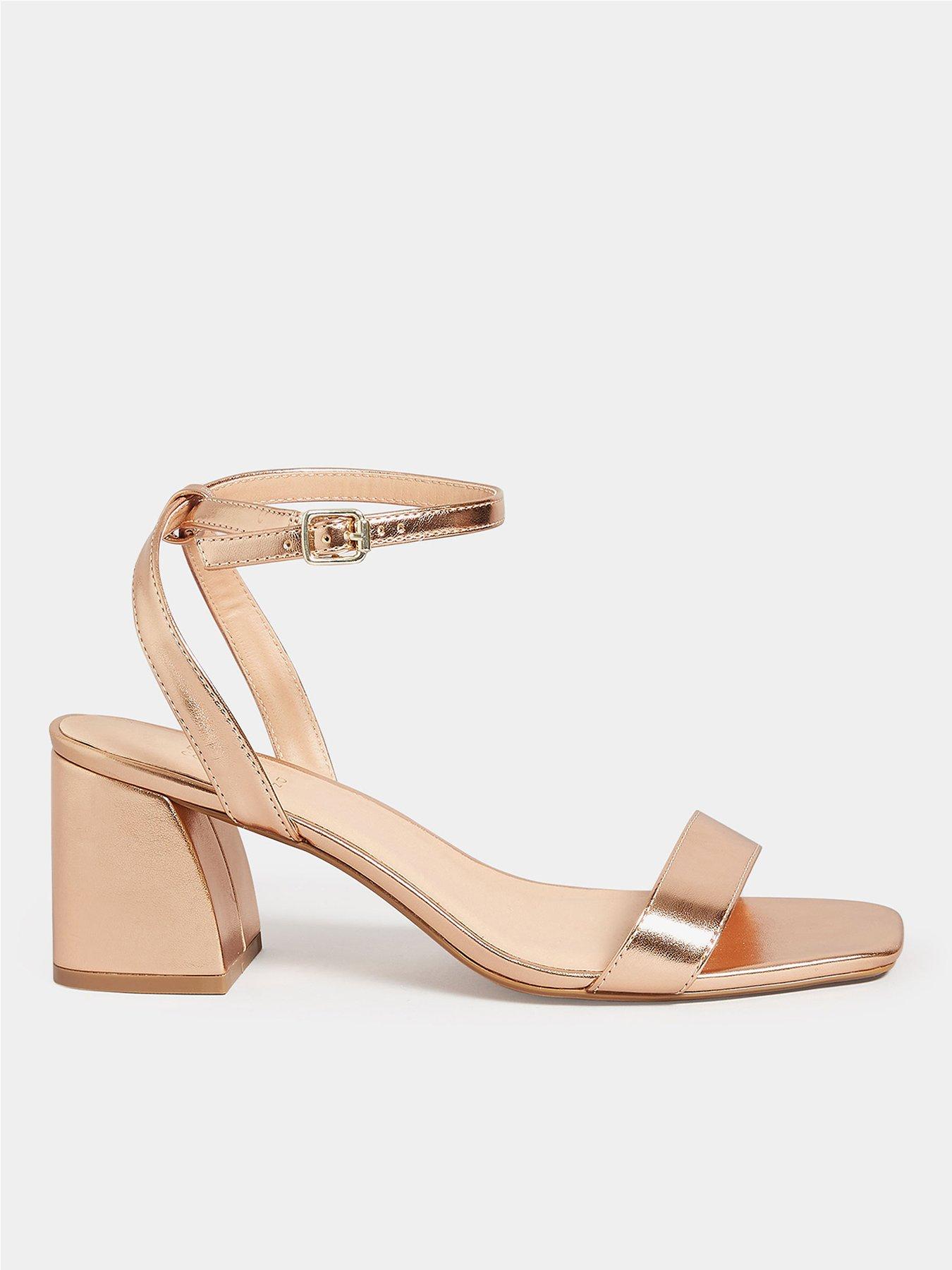 Rose gold mid 2025 block heel sandals