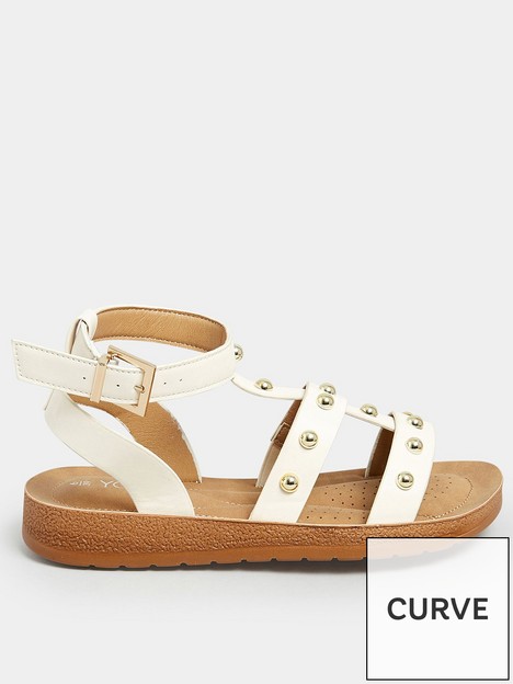 yours-extra-wide-fit-studded-gladiator-sandal-white