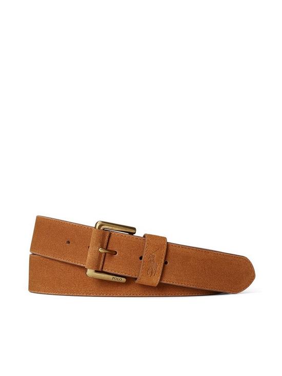 front image of polo-ralph-lauren-suede-leather-pony-keeper-belt