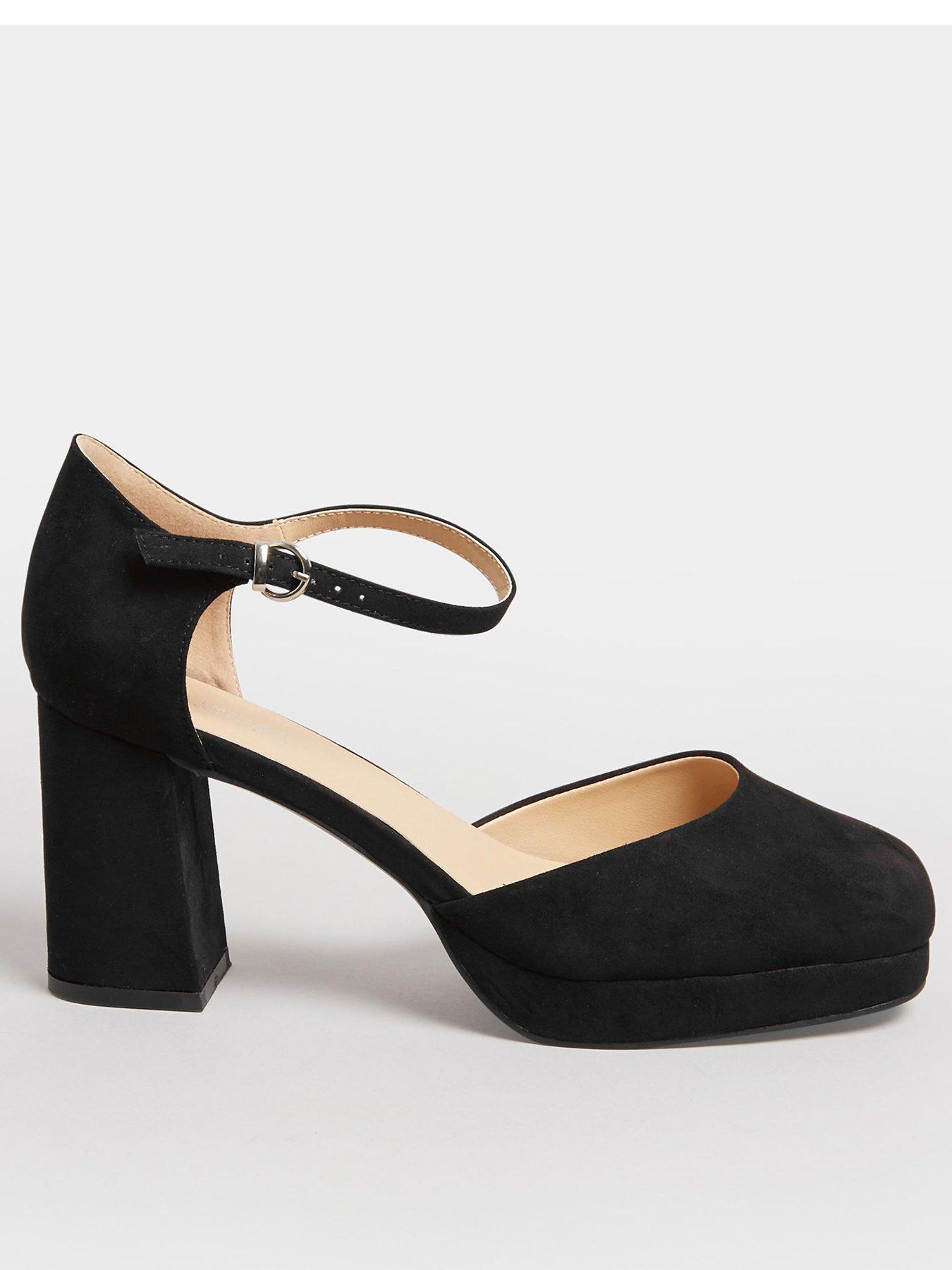 Wide fit black suede best sale court shoes