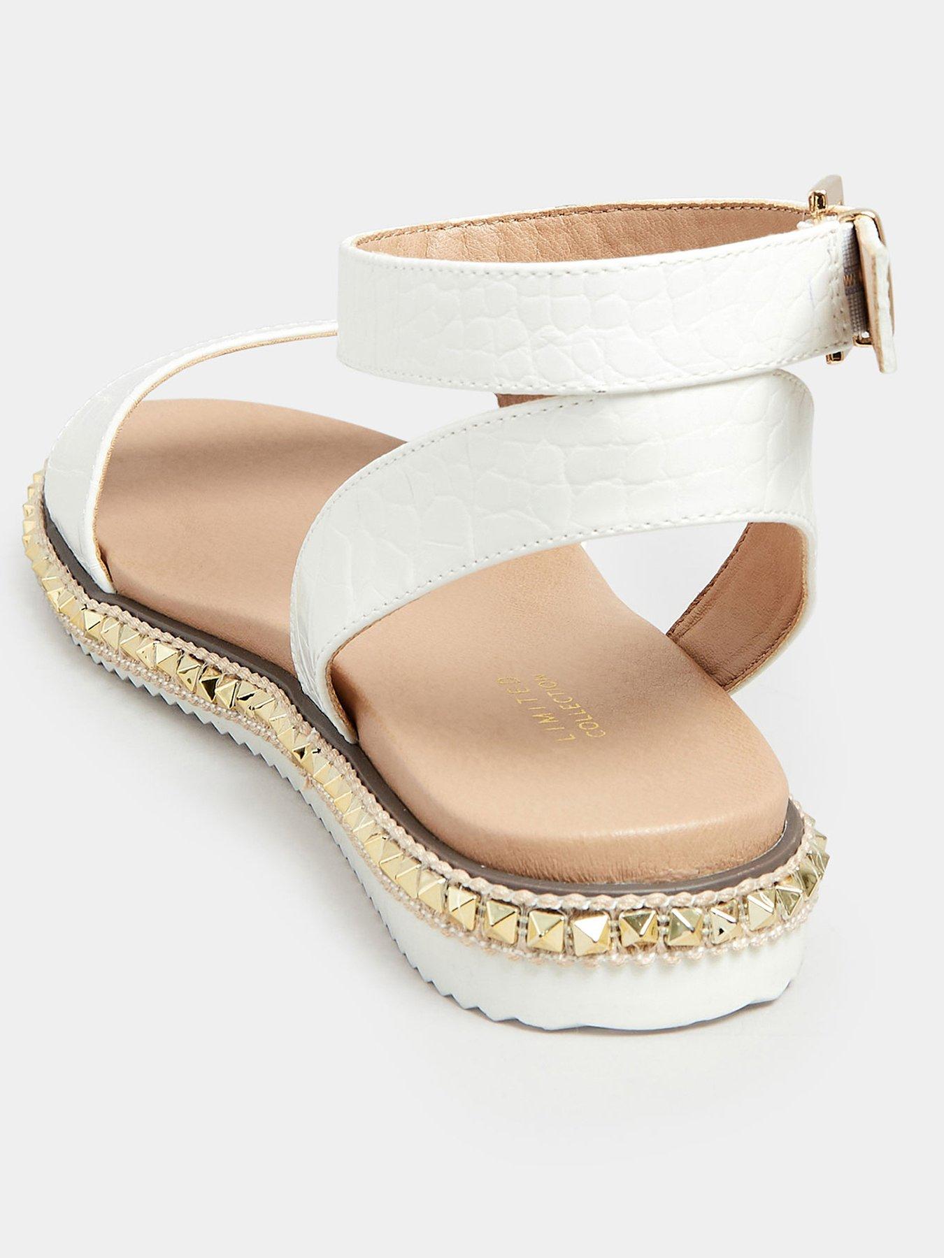 Yours Extra Wide Fit Two Part Studded Sandal - White