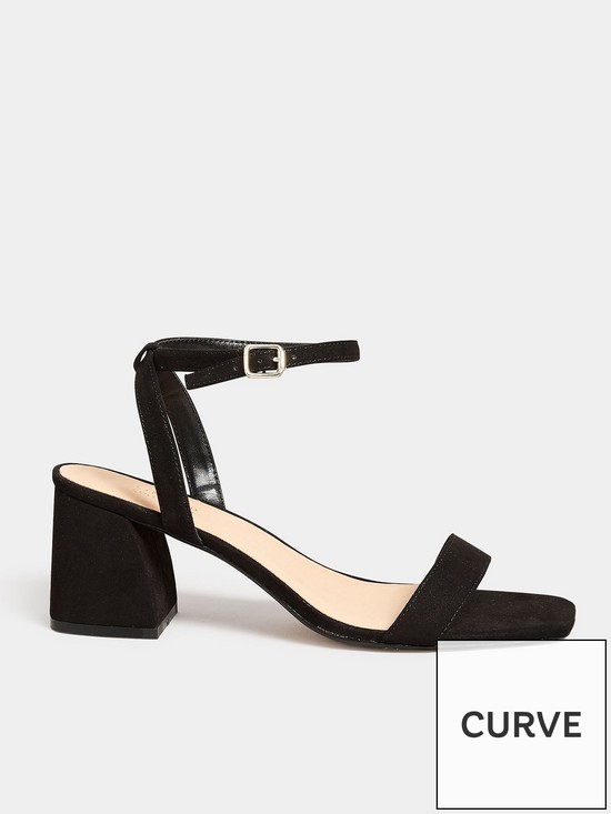 front image of yours-wide-fit-mid-block-heel-sandal-two-strap-black