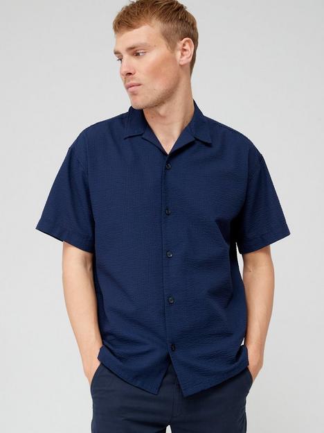jack-jones-textured-short-sleeve-shirt-navy