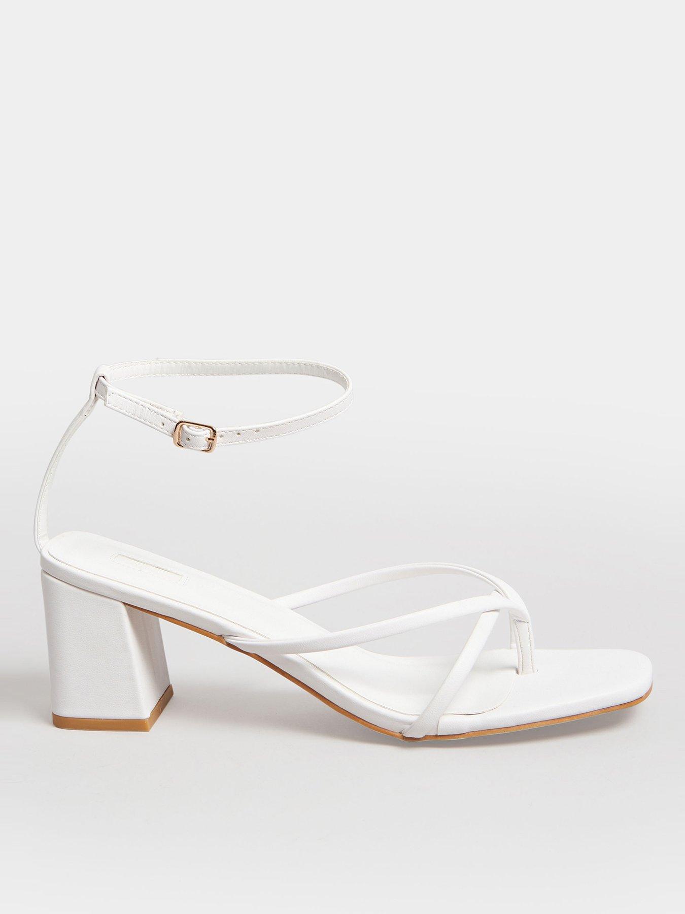 Yours Extra Wide Fit Toe Post Mid Block Sandal White | littlewoods.com