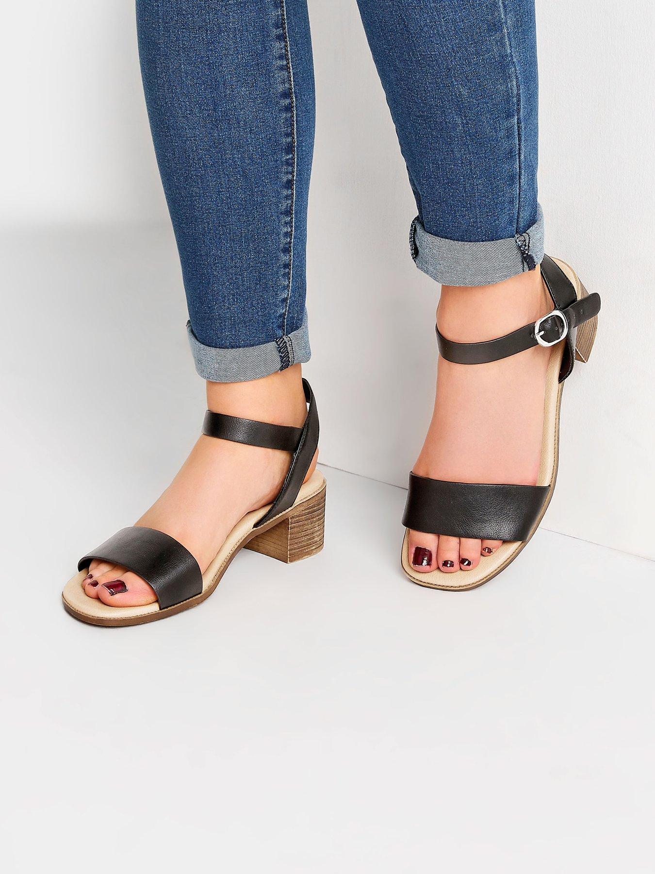  image of yours-extra-wide-fit-block-heel-casual-sandal--nbspblack