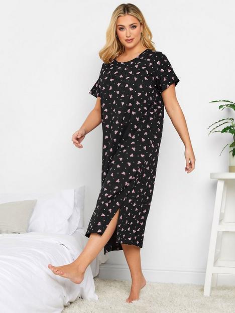 yours-bows-and-spots-midaxi-nightdress-black