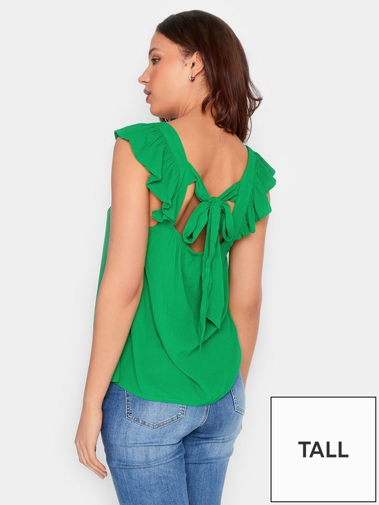 stillFront image of long-tall-sally-cheese-cloth-frill-top-green