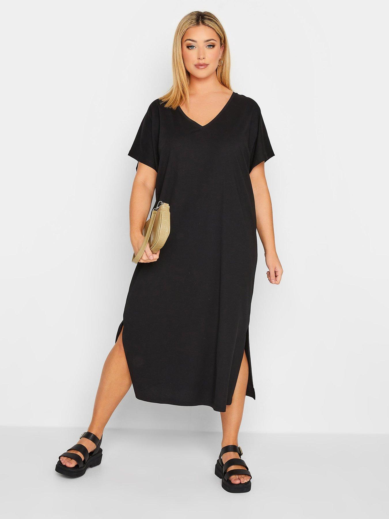  image of yours-side-split-t-shirt-dress-black