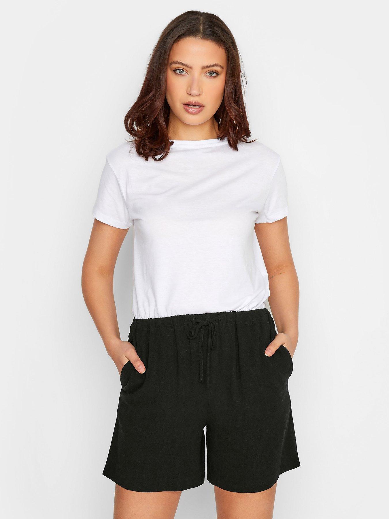  image of long-tall-sally-black-linen-shorts