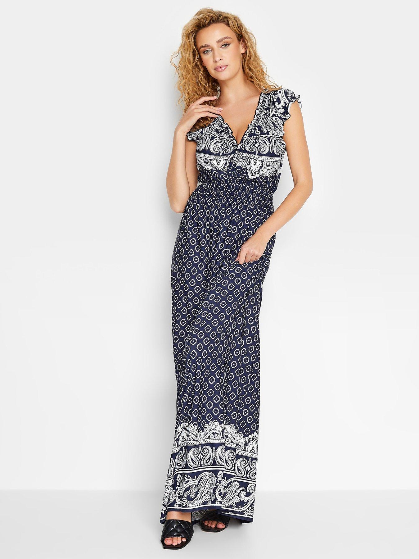 Long Tall Sally Navy Bardot Maxi Dress littlewoods