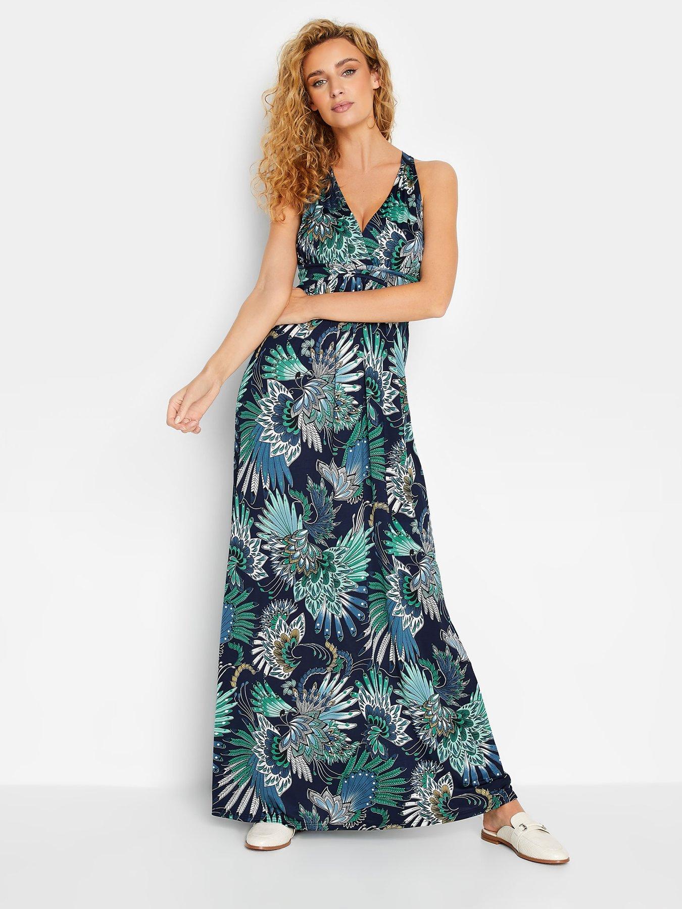  image of long-tall-sally-blue-v-neck-floral-maxi-dress