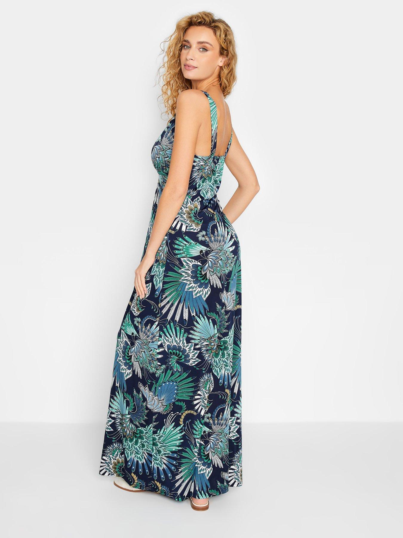  image of long-tall-sally-blue-v-neck-floral-maxi-dress