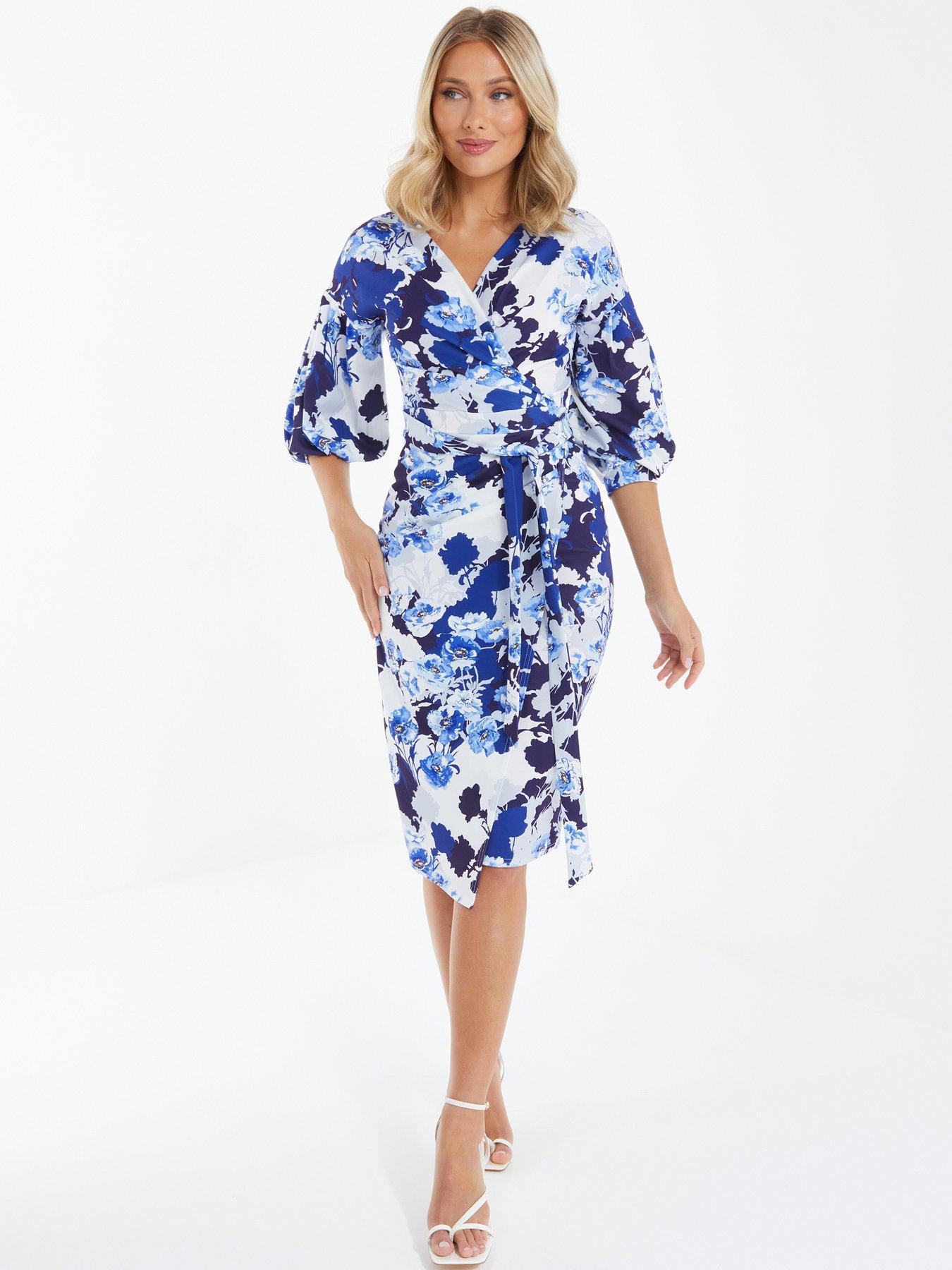 Quiz Floral Wrap Midi Dress
