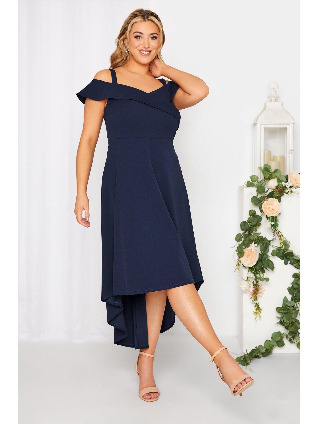 Quiz navy and hot sale cream bardot dress