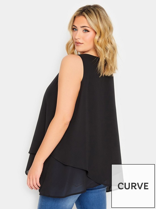 stillFront image of yours-layered-sleeveless-top-black