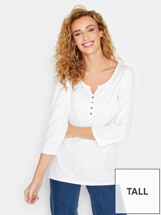 front image of long-tall-sally-white-henley-top
