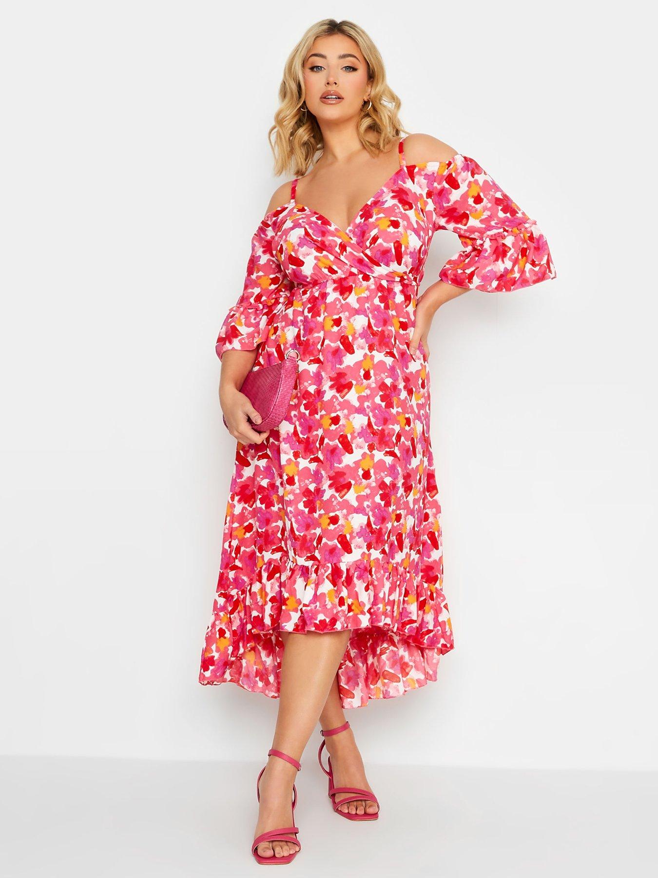 Yours Cold Shoulder Midaxi Dress Brush Stroke Floral littlewoods