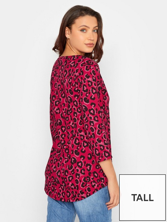stillFront image of long-tall-sally-animal-print-henley-top--nbsppinknbsp