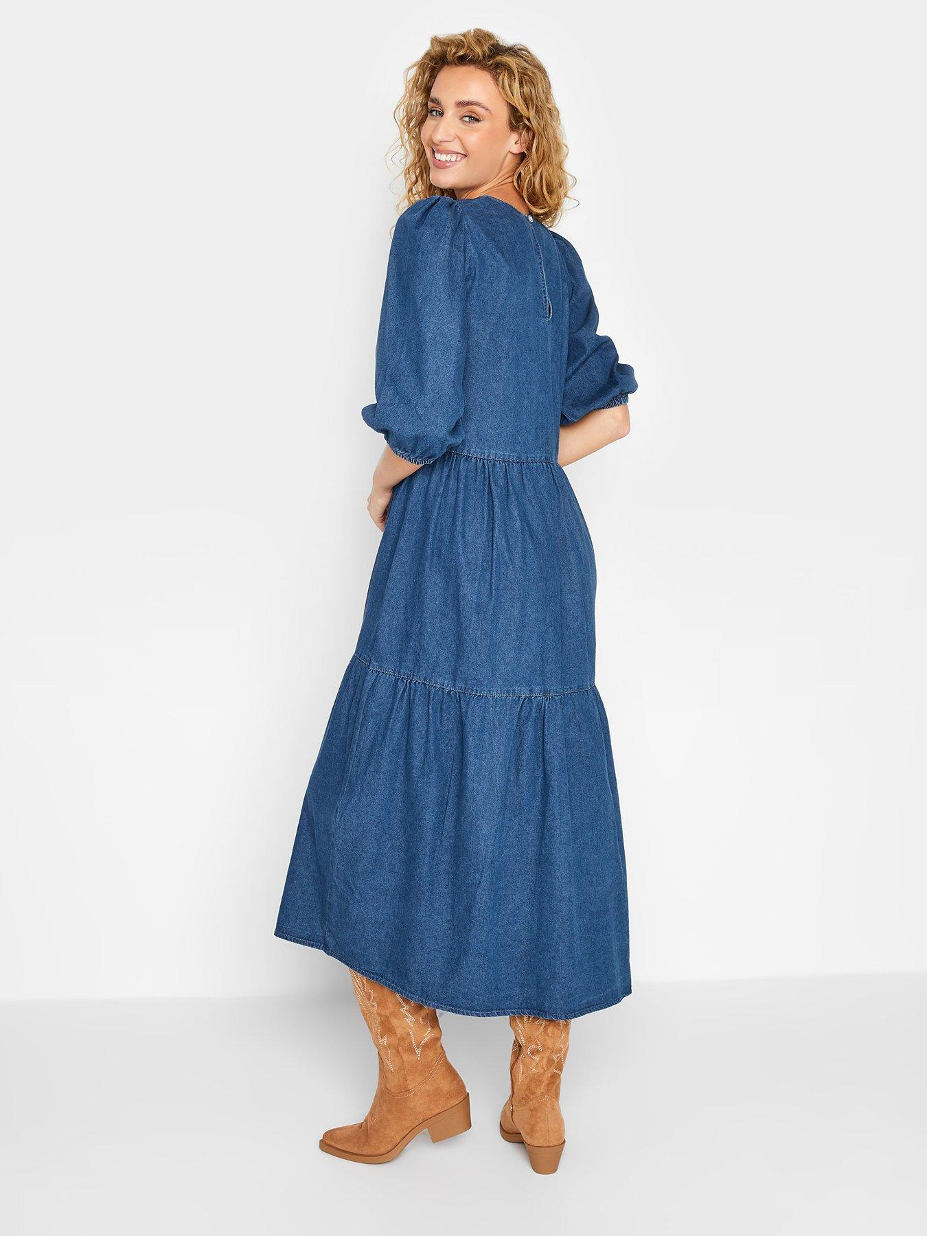  image of long-tall-sally-tiered-midi-dress-mid-wash