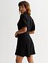  image of new-look-puff-sleeve-belted-mini-shirt-dress-black
