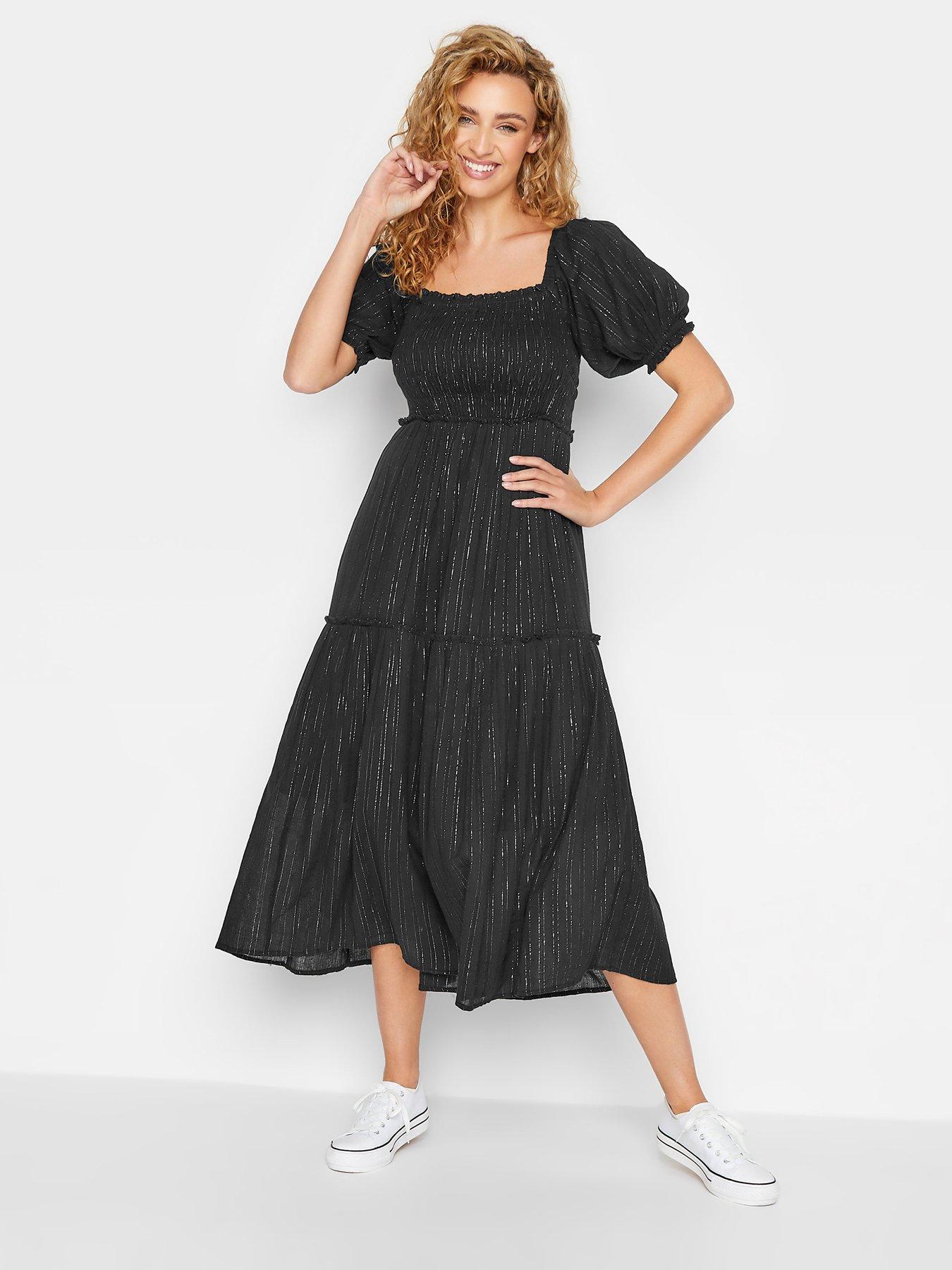 long-tall-sally-sparkly-bardot-shirred-dress-blacknbsp