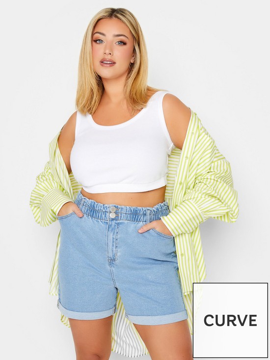 front image of yours-elastaic-waist-short-light-blue