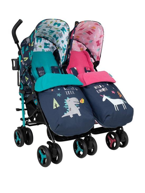 front image of cosatto-supa-dupa-twin-stroller-fairy-tale