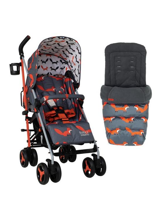 front image of cosatto-supa-stroller-3-charcoal-mister-fox