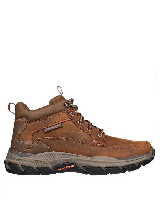 front image of skechers-respected-mid-top-leather-moc-toe-lace-up-boot