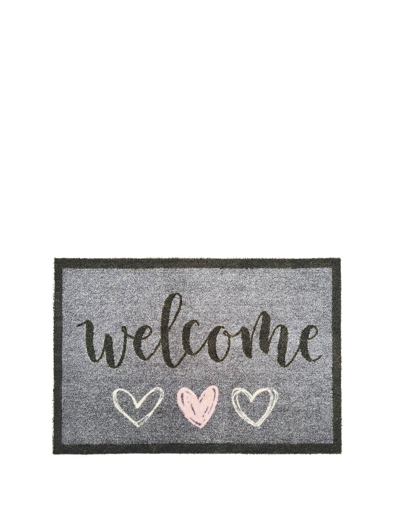 Very Home My Welcome Heart Doormat - Black