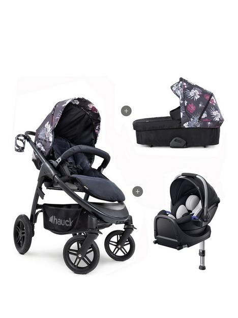 hauck-saturn-pushchair-travel-system-i-size-ipro-baby-car-seat-isofix-base-wild-bloom