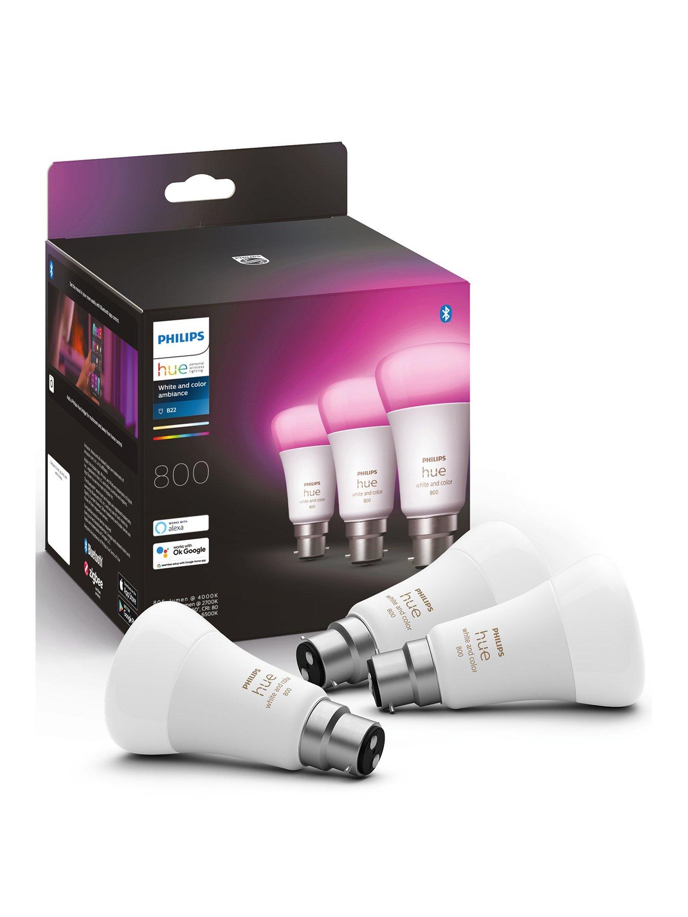 Philips Hue Hue White  &  Colour Ambiance Smart Bulb 3 Pack LED 6.5W B22