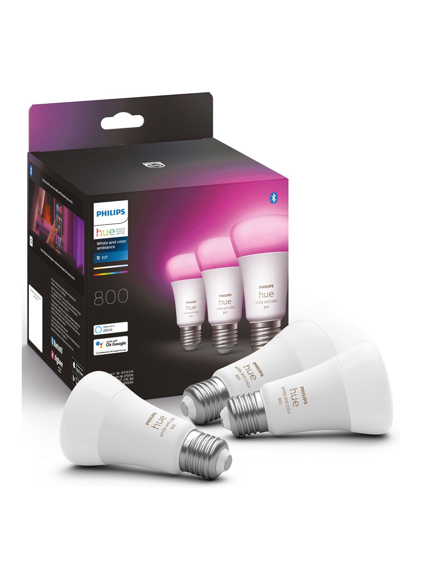 Philips Hue Hue White  &  Colour Ambiance Smart Bulb 3 Pack LED 6.5W E27